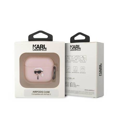 Karl Lagerfeld KLA3RUNIKP AirPods 3 cover różowy/pink Silicone Karl Head 3D