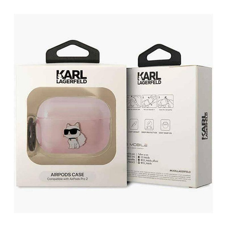 Karl Lagerfeld KLAP2HNCHTCP Airpods Pro 2 cover różowy/pink Ikonik Choupette