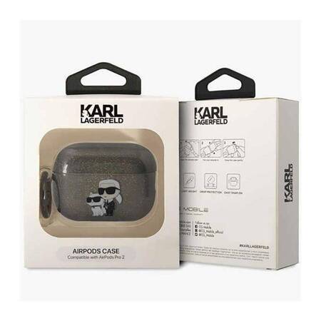 Karl Lagerfeld KLAP2HNKCTGK Airpods Pro 2 cover czarny/black Gliter Karl&Choupette