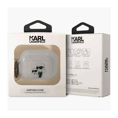 Karl Lagerfeld KLAP2HNKCTGT Airpods Pro 2 cover transparent Gliter Karl&Choupette