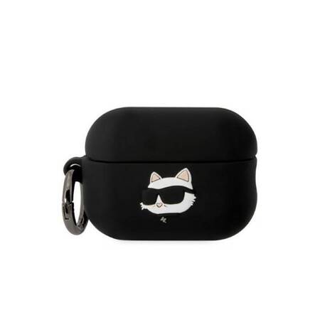 Karl Lagerfeld KLAP2RUNCHK AirPods Pro 2 cover czarny/black Silicone Choupette Head 3D