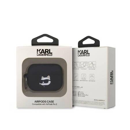 Karl Lagerfeld KLAP2RUNCHK AirPods Pro 2 cover czarny/black Silicone Choupette Head 3D