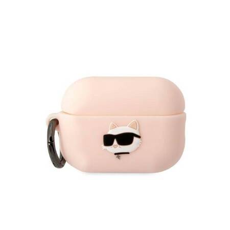 Karl Lagerfeld KLAP2RUNCHP AirPods Pro 2 cover różowy/pink Silicone Choupette Head 3D