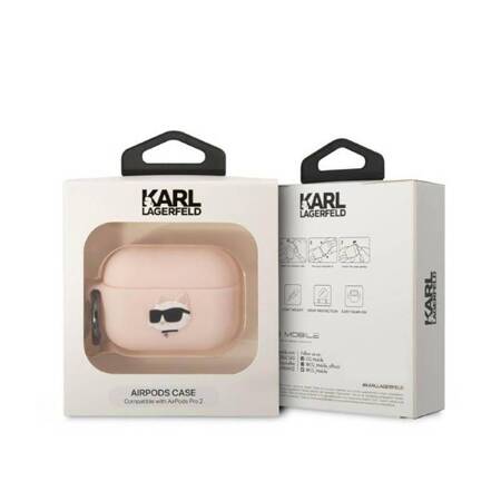 Karl Lagerfeld KLAP2RUNCHP AirPods Pro 2 cover różowy/pink Silicone Choupette Head 3D