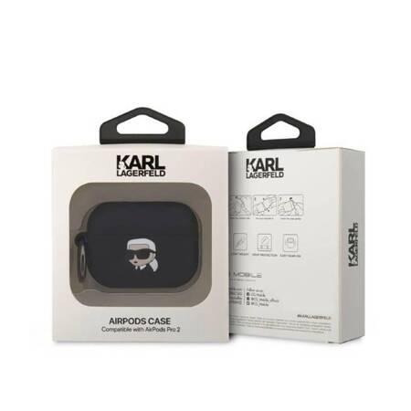 Karl Lagerfeld KLAP2RUNIKK AirPods Pro 2 cover czarny/black Silicone Karl Head 3D