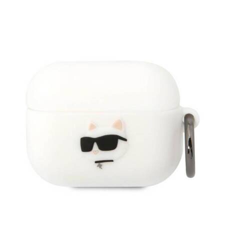 Karl Lagerfeld KLAPRUNCHH AirPods Pro cover biały/white Silicone Choupette Head 3D