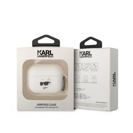 Karl Lagerfeld KLAPRUNCHH AirPods Pro cover biały/white Silicone Choupette Head 3D