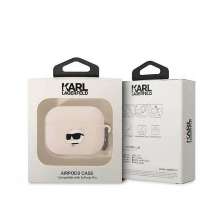 Karl Lagerfeld KLAPRUNCHP AirPods Pro cover różowy/pink Silicone Choupette Head 3D