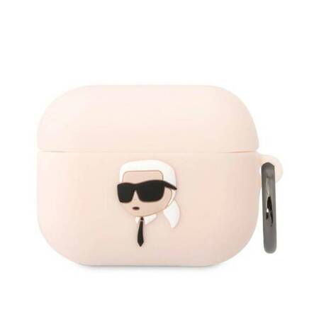 Karl Lagerfeld KLAPRUNIKP AirPods Pro cover różowy/pink Silicone Karl Head 3D