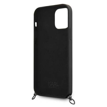 Karl Lagerfeld KLHCP12LWOSLFKBK Etui iPhone 12 Pro Max 6,7" hardcase czarny/black Silicone Cord Iconik