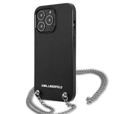 Karl Lagerfeld KLHCP13LPMK iPhone 13 Pro / 13 6,1" hardcase czarny/black Leather Textured and Chain