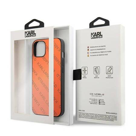 Karl Lagerfeld KLHCP13MPTLO iPhone 13 6,1" hardcase pomarańczowy/orange Perforated Allover