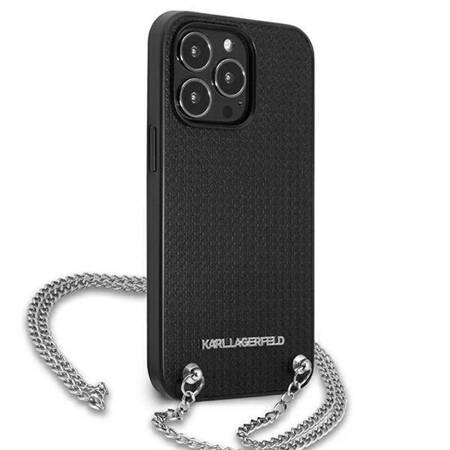 Karl Lagerfeld KLHCP13XPMK iPhone 13 Pro Max 6,7" hardcase czarny/black Leather Textured and Chain