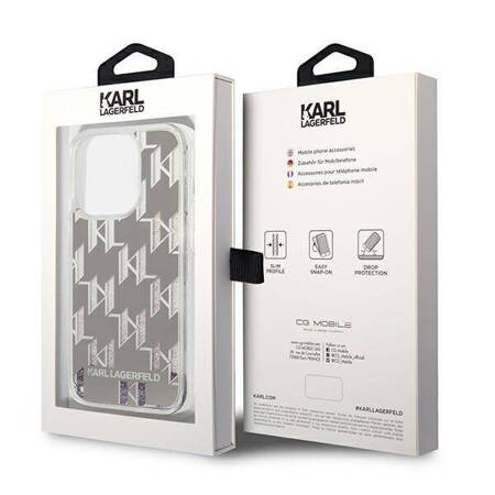 Karl Lagerfeld KLHCP14LLMNMS iPhone 14 Pro 6,1" hardcase srebrny/silver Liquid Glitter Monogram