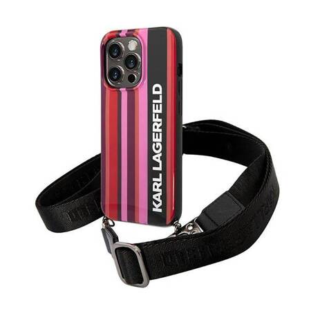 Karl Lagerfeld KLHCP14LSTSTP iPhone 14 Pro 6,1" hardcase różowy/pink Color Stripes Strap