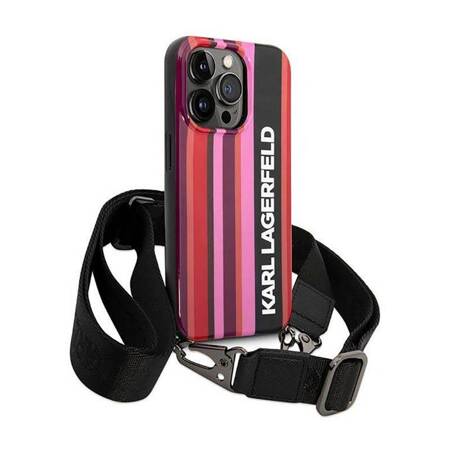 Karl Lagerfeld KLHCP14LSTSTP iPhone 14 Pro 6,1" hardcase różowy/pink Color Stripes Strap