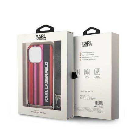 Karl Lagerfeld KLHCP14LSTSTP iPhone 14 Pro 6,1" hardcase różowy/pink Color Stripes Strap