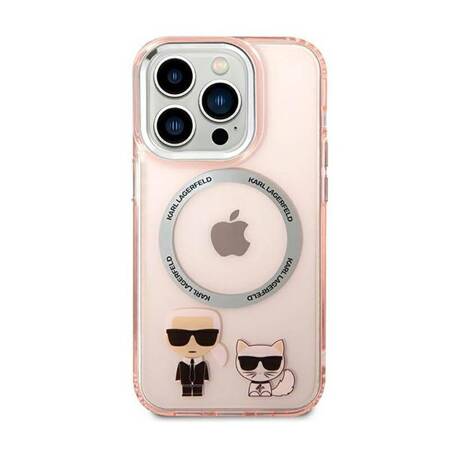 Karl Lagerfeld KLHMP14LHKCP iPhone 14 Pro 6,1" hardcase różowy/pink Karl & Choupette Aluminium Magsafe