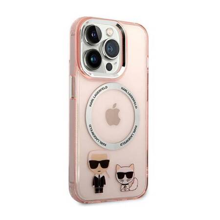 Karl Lagerfeld KLHMP14LHKCP iPhone 14 Pro 6,1" hardcase różowy/pink Karl & Choupette Aluminium Magsafe