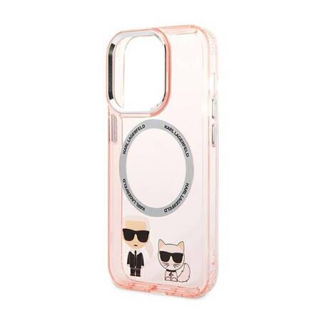 Karl Lagerfeld KLHMP14LHKCP iPhone 14 Pro 6,1" hardcase różowy/pink Karl & Choupette Aluminium Magsafe