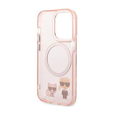 Karl Lagerfeld KLHMP14LHKCP iPhone 14 Pro 6,1" hardcase różowy/pink Karl & Choupette Aluminium Magsafe