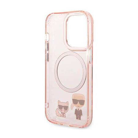 Karl Lagerfeld KLHMP14XHKCP iPhone 14 Pro Max 6,7" hardcase różowy/pink Karl & Choupette Aluminium Magsafe