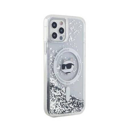 Karl Lagerfeld Liquid Glitter Choupette Head MagSafe - Etui iPhone 12 / iPhone 12 Pro (przezroczysty)