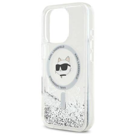 Karl Lagerfeld Liquid Glitter Choupette Head MagSafe - Etui iPhone 16 Pro Max (przezroczysty)