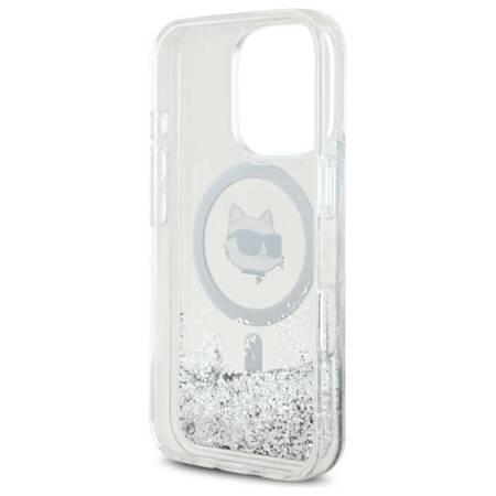 Karl Lagerfeld Liquid Glitter Choupette Head MagSafe - Etui iPhone 16 Pro Max (przezroczysty)