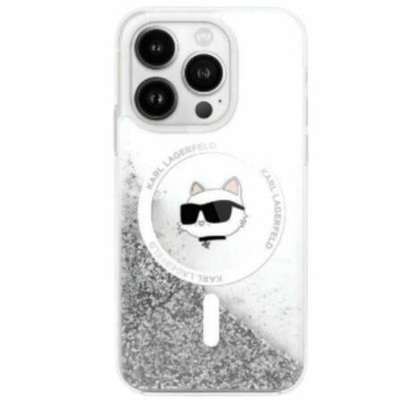 Karl Lagerfeld Liquid Glitter Choupette Head MagSafe - Etui iPhone 16 (przezroczysty)