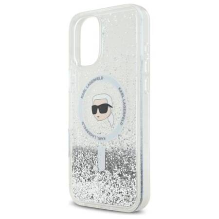 Karl Lagerfeld Liquid Glitter Karl Head MagSafe - Etui iPhone 16 (przezroczysty)