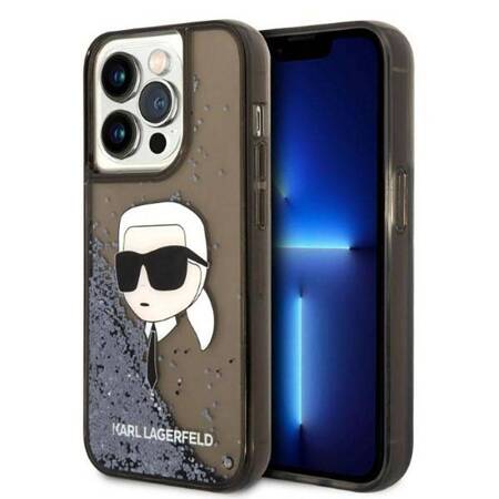 Karl Lagerfeld Liquid Glitter Karl's Head - Etui iPhone 14 Pro (czarny)