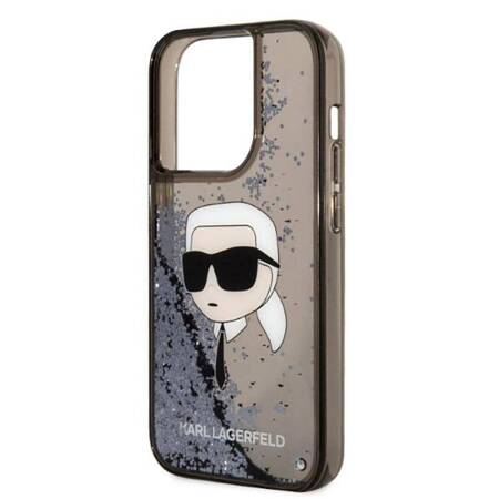 Karl Lagerfeld Liquid Glitter Karl's Head - Etui iPhone 14 Pro (czarny)