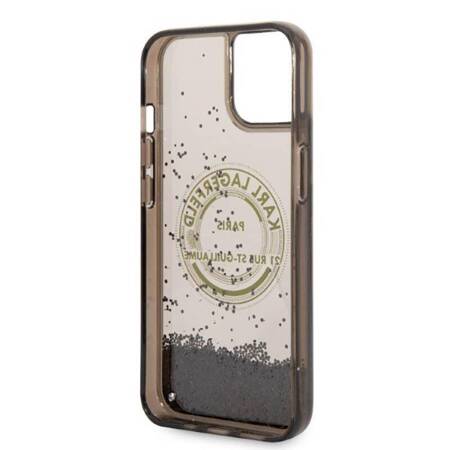 Karl Lagerfeld Liquid Glitter RSG - Etui iPhone 14 (czarny)