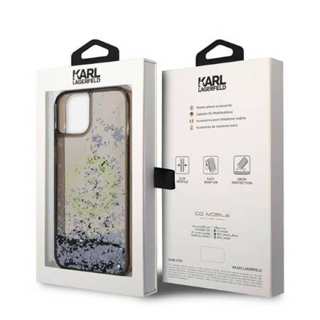 Karl Lagerfeld Liquid Glitter RSG - Etui iPhone 14 (czarny)