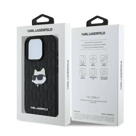 Karl Lagerfeld Monogram Choupette Head Pin - Etui iPhone 16 Pro Max (czarny)