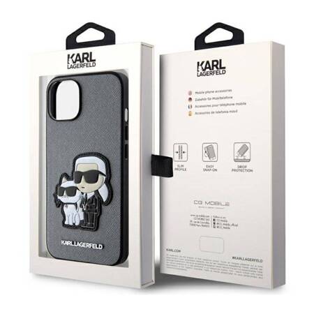 Karl Lagerfeld NFT Saffiano Karl & Choupette - Etui iPhone 14 (Srebrny)