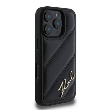 Karl Lagerfeld Quilted Signature - Etui iPhone 16 Pro Max (czarny)