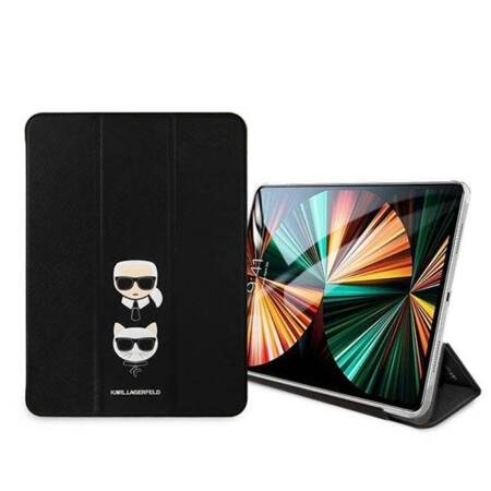 Karl Lagerfeld Saffiano Karl & Choupette Heads – Etui iPad Pro 12.9 2021 (czarny)