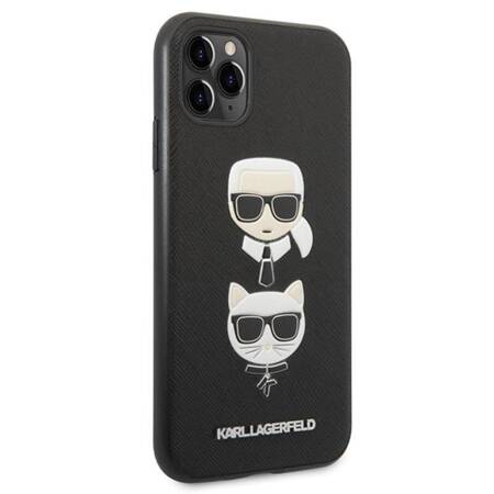 Karl Lagerfeld Saffiano Karl & Choupette Heads - Etui iPhone 11 Pro (czarny)
