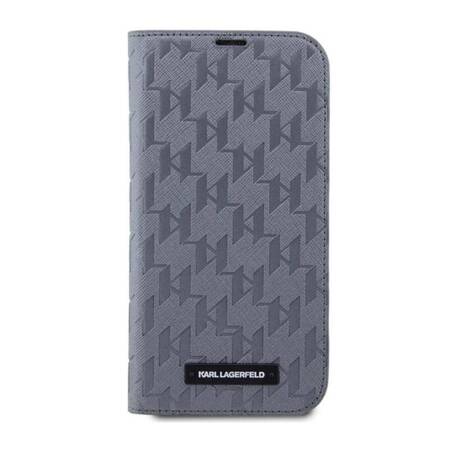 Karl Lagerfeld Saffiano Monogram - Etui iPhone 14 Pro Max (Srebrny)