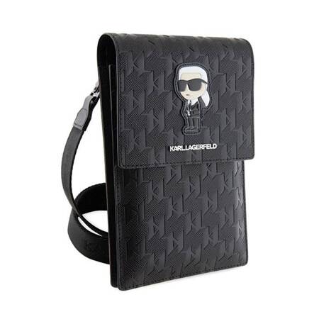 Karl Lagerfeld Saffiano Monogram Ikonik - Torebka na telefon (czarny)