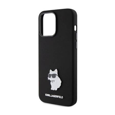 Karl Lagerfeld Silicone Choupette Metal Pin - Etui iPhone 15 Pro Max (czarny)