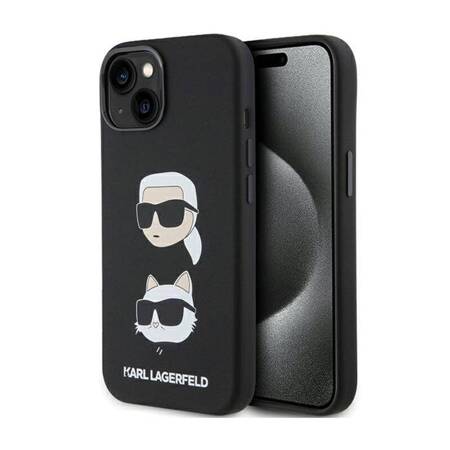 Karl Lagerfeld Silicone Karl & Choupette Heads - Etui iPhone 15 (czarny)