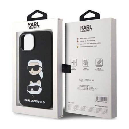 Karl Lagerfeld Silicone Karl & Choupette Heads - Etui iPhone 15 (czarny)