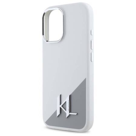 Karl Lagerfeld Silicone Shadow Metal Initial MagSafe - Etui iPhone 16 (biały)