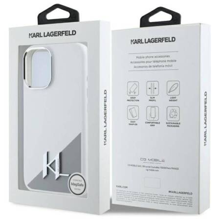 Karl Lagerfeld Silicone Shadow Metal Initial MagSafe - Etui iPhone 16 (biały)