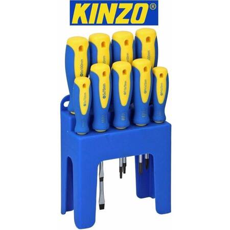 Kinzo - Zestaw 9 solidnie wykonanych śrubokrętów / wkrętaków