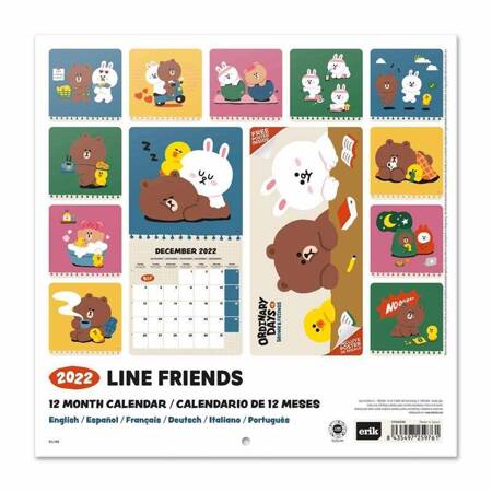 Line Friends - Kalendarz ścienny 2022 rok 30 x 30 cm