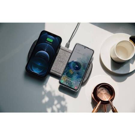Moshi Sette Q - Podwójna bezprzewodowa ładowarka indukcyjna Qi do iPhone i Android (Nordic Grey)